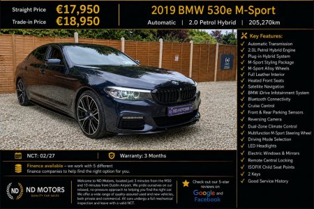 2019 BMW 5-Series 530e M Sport Auto