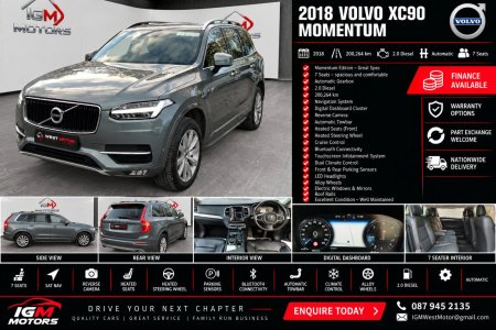 2018 Volvo XC90 D5 (235hp) AWD Momentum Geartronic