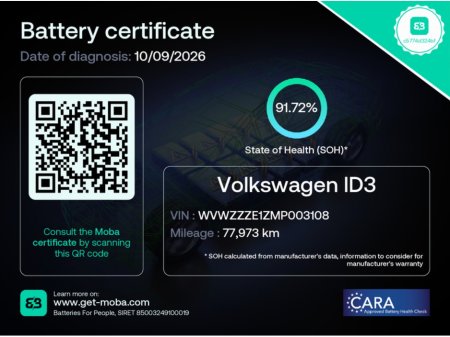 2020 Volkswagen ID.3 PRO 58 kWh | S.O.H 91.72% | WLTP range 420km | AA approved | One owner | Full VW history | 2 keys |