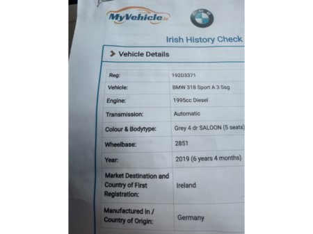 2019 BMW 3 Series 318d Sport €24,850 thumbnail