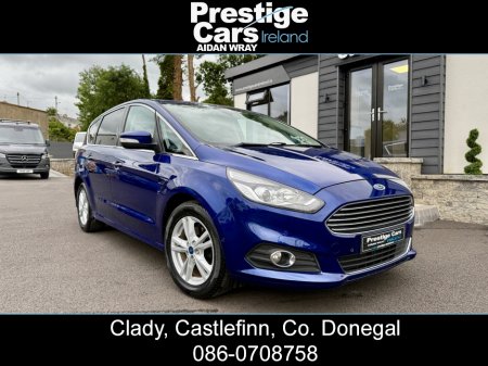 2018 Ford S-Max 2.0 TDCI TITANIUM 150 BHP,7 SEATS,DEEP IMPACT BLUE,FRONT AND REAR PARK SENSORS WITH PARK ASSIST,SAT NAV,PRIVACY GLASS,FAMILY PACK,ELECTRIC TAILGATE,TWO OWNERS,NEW TIMING BELT KIT,HIGH SPEC €13,895
