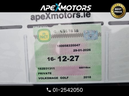 2018 Volkswagen Golf FINANCE ARRANGED * BEAUTIFUL PEARL WHITE ( NEW COLOUR)  * 1.4 HIGHLINE  * AUTOMATIC * AA APPROVED  * 101 SAFETY CHECKLIST * 12-MONTH ROADSIDE ASSIST  * IMMACULATE * TOP-SPEC * LOW LOW KMs * ADAPTIVE C €19,949 thumbnail