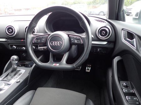 2018 Audi A3 1.4 TFSI S LINE BLACK EDITION PETROL AUTOMATIC // VIRTUAL DASH // HALF LEATHER // PARK ASSIST W/ REVERSING CAMERA // FACTORY BLACK EDITION // FLAT BOTTOM STEERING WHEEL // UPGRADED AUDI SPORT ALLOYS €20,950 thumbnail