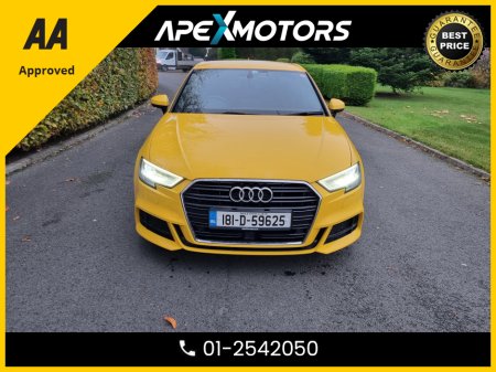 2018 Audi A3 FINANCE ARRANGED * LOW LOW Kms  * 1.4 S-LINE * AUTOMATIC (DSG) * LEATHER INTERIOR * COLOUR REVERSE CAMERA * AA APPROVED  * 101 SAFETY CHECKLIST * 12-MONTH ROADSIDE ASSIST  * IMMACULATE * TOP-SPEC €24,449