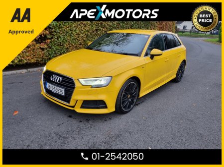 2018 Audi A3 Sportback FINANCE ARRANGED * LOW LOW Kms  * 1.4 S-LINE * AUTOMATIC (DSG) * LEATHER INTERIOR * COLOUR REVERSE CAMERA * AA APPROVED  * 101 SAFETY CHECKLIST * 12-MONTH ROADSIDE ASSIST  * IMMACULATE * TOP-SPEC €24,449