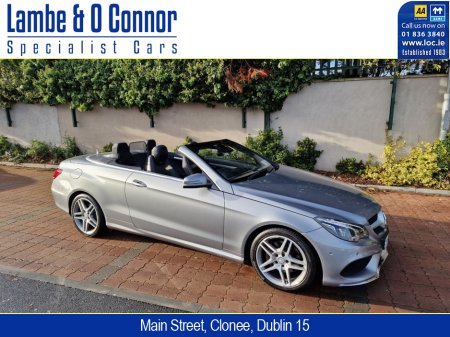 2016 Mercedes-Benz E Class E220  AMG LINE CONVERTIBLE *****   PALLADIUM SILVER METALIC / BLACK LEATHER ****  ACTIVE PARK ASSIST ****  DYNAMIC LED HEADLAMPS  ***    AMG DOUBLE-SPOKE WHEELS *** HEATED SEATS *** €24,950