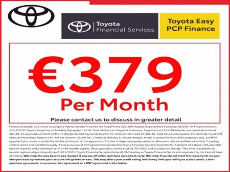 2025 Toyota Yaris Cross - SPECIAL OFFER UNIT - Save EUR 5,300 - LunaSport Monotone - 1.5 Hybrid - Automatic - EUR 180 // Remote Central Locking // Front Electric Windows // Rear Electric Windows // Electric Mirrors // Finger €31,855