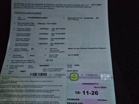 2015 Peugeot 3008 1.6 Hdi 115 bhp Active €7,950