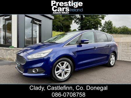 2018 Ford S-Max 2.0 TDCI TITANIUM 150 BHP,7 SEATS,DEEP IMPACT BLUE,FRONT AND REAR PARK SENSORS WITH PARK ASSIST,SAT NAV,PRIVACY GLASS,FAMILY PACK,ELECTRIC TAILGATE,TWO OWNERS,NEW TIMING BELT KIT,HIGH SPEC €13,895