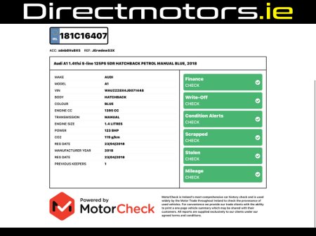 2018 Audi A1 1.4 TFSI S LINE 125PS 5DR €15,750 thumbnail