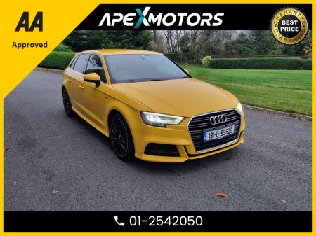 2018 Audi A3 FINANCE ARRANGED * LOW LOW Kms  * 1.4 S-LINE * AUTOMATIC (DSG) * LEATHER INTERIOR * COLOUR REVERSE CAMERA * AA APPROVED  * 101 SAFETY CHECKLIST * 12-MONTH ROADSIDE ASSIST  * IMMACULATE * TOP-SPEC €24,449