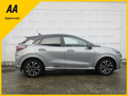 2022 Ford Puma ST-LINE  5DR 1.0T 125 MHEV.  SOLAR SILVER WITH BLACK ROOF  , ONE  CAREFUL OWNER, FULL FORD SERVICE HISTORY AND IN SHOWROOM CONDITION !!12 MONTHS AA AND 12 MONTHS WARRANTY.  CALL BRENDAN ON 0872051161 €23,500 thumbnail