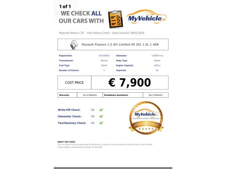 2016 Renault Fluence LIMITED EDITION 1.5 DCI 95 201 4DR €7,900 thumbnail