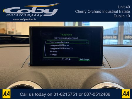 2014 Audi A3 1.4 Auto TFSI Hatchback. New NCT done before collection, Full Leather, Heated Seats, Panoramic Roof, Dual Climate Control, Reverse Camera, Parking Sensors, Full Electrics, Handsfree, and more. €12,950 thumbnail