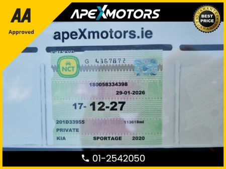 2020 Kia Sportage FINANCE ARRANGED * CRDI GT-LINE S MHEV * NEW NCT DEC-27 * IMMACULATE * 6-STAMPS SERVICE HISTORY * AA APPROVED * 101 SAFETY CHECKLIST * AUTOMATIC (DSG) * HEATED SEATS * COLOUR REVERSE CAMERA * TOP-SPEC €24,949 thumbnail