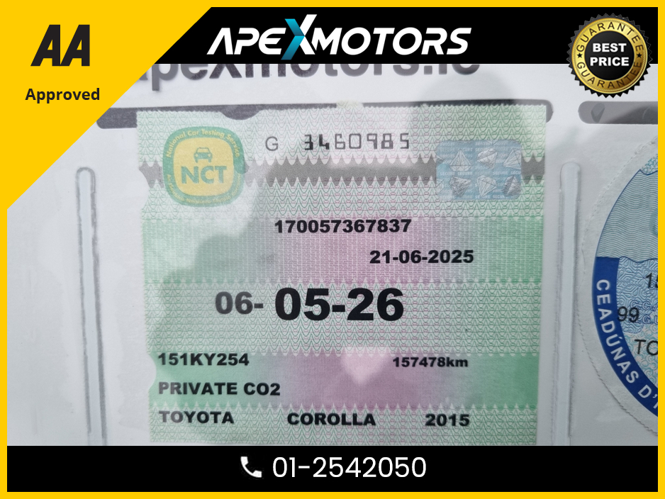 2015 Toyota Corolla 1.4 D-4D 4DR * NCT MAY-26 * LOW TAX MAY-26 * IMMACULATE * STAMPED SERVICE HISTORY * AA APPROVED * 101 SAFETY CHECKLIST * LOW LOW DIESEL MILES * 12-MONTH ROADSIDE ASSIST * VERY CAREFUL OWNER €8,449