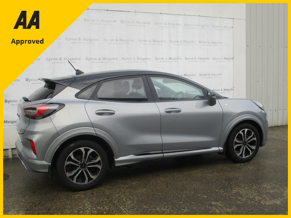 2022 Ford Puma ST-LINE  5DR 1.0T 125 MHEV.  SOLAR SILVER WITH BLACK ROOF  , ONE  CAREFUL OWNER, FULL FORD SERVICE HISTORY AND IN SHOWROOM CONDITION !!12 MONTHS AA AND 12 MONTHS WARRANTY.  CALL BRENDAN ON 0872051161 €23,500