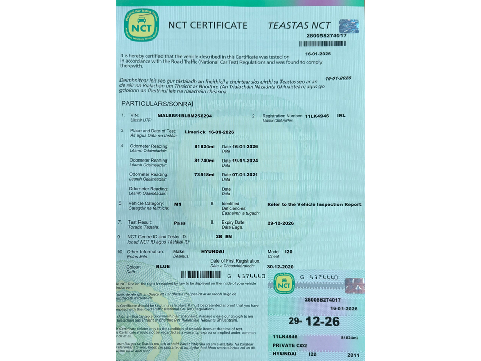 2011 Hyundai i20 COMFORT 76BHP 5DR €4,990