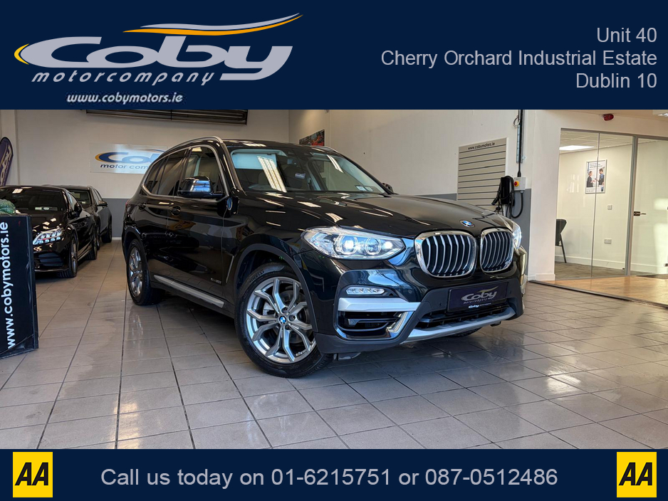 2018 BMW X3 2.0 XLINE 5DR AUTO, NCT 2028 Full Leather, Reverse Cam, Sat Nav, Heated Seats, Parking Sensors, Cruise Control, MFSW, Dual Climate Control, Bluetooth, Alloy Wheels, Full Electrics, and more. €30,950