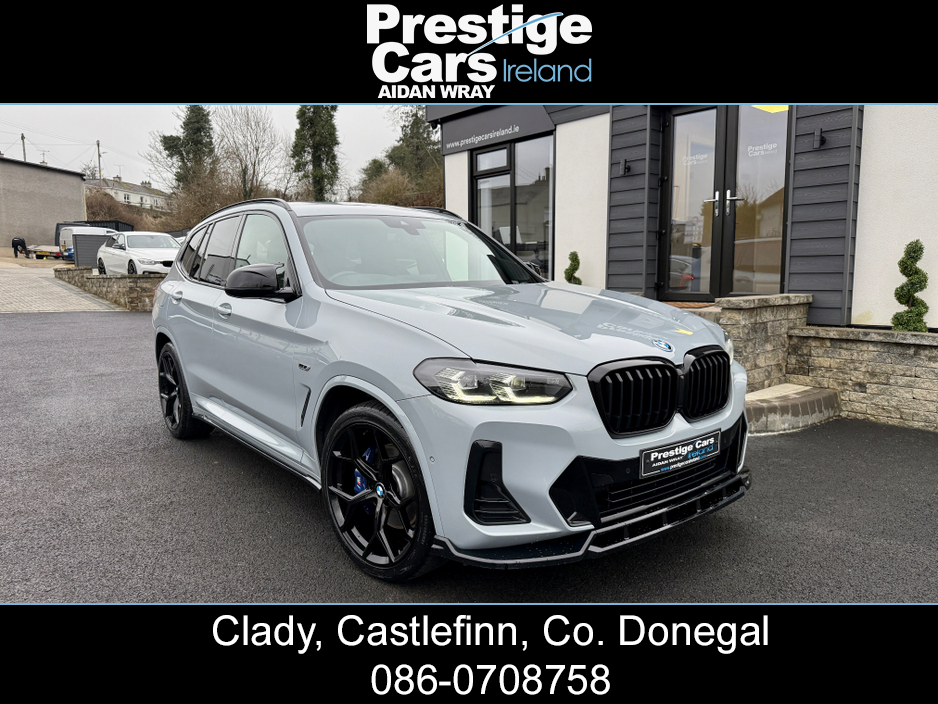 2021 BMW X3 X DRIVE 30E M SPORT AUTO PETROL/PLUG IN HYBRID,LCI NEW MODEL,BROOKLYN GREY,M PERFORMANCE BODY KIT,PLUS/TECH PACK,HEATED LEATHER,CAMERAS,AMBIENT LIGHTING,VIRTUAL COCKPIT,XENON LIGHTS,FBMWSH,HIGH SPEC €40,000