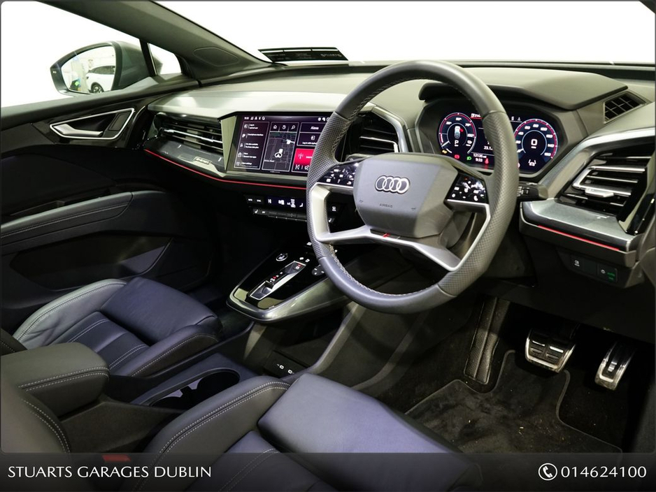 2025 Audi Q4 e-tron S/LINE SPORTBACK 45 – BIGGER BATTERY* Q4 E-TRON SLINE SUV: TYPHOON GREY METALLIC WITH FULL BLACK LEATHER, 20” ALLOYS, HEATED SEATS, REVERSING CAMERA €49,945