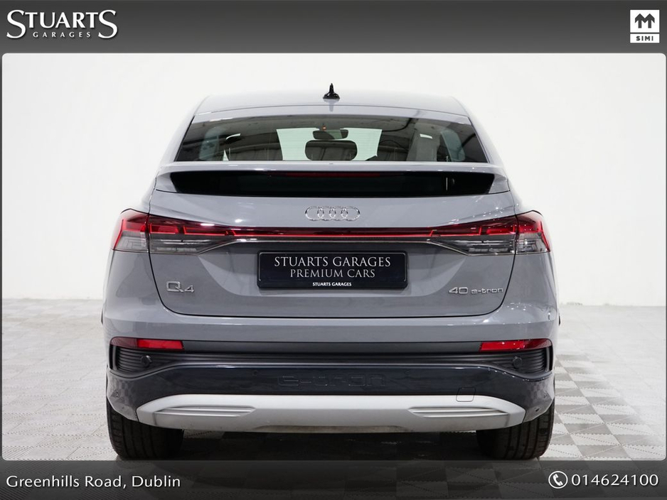 2023 Audi Q4 e-tron “40 – BIGGER BATTERY* Q4 E-TRON SPORT SPORTBACK COUPE: PEBBLE GREY, HEADS-UP DISPLAY, 19” DIAMOND CUT ALLOYS, ANDROID AUTO, HEATED SEATS €33,945