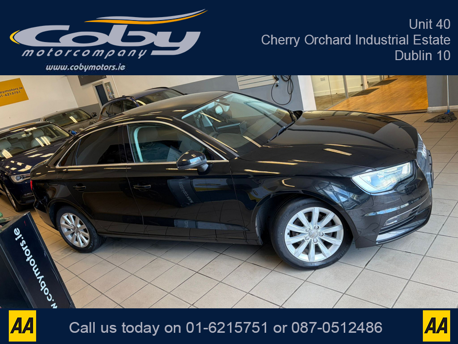 2014 Audi A3 Saloon 1.4 Auto 4dr Saloon. Stunning Car with, 2 Keys, New NCT. Alloy Wheels, Digital Dash, Dual Climate, Cruise, MFSW, Reverse Camera, Sat Nav, Bluetooth, Paddle Shift & more. €12,950