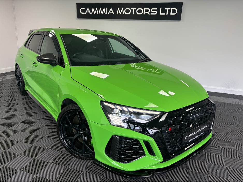 2022 Audi RS3 *AUDI RS3* *KYALAMI GREEN* *MAXTON DESIGN KIT**KEYLESS ENTRY* *RS SUPERSPORT SEATS* *HEATED SEATS* *FULLY LOADED WITH SPEC* *CARBON BLACK QUATTRO 400BHP* *FINANCE AVAILABLE* *TRADE INS WELCOME €72,950