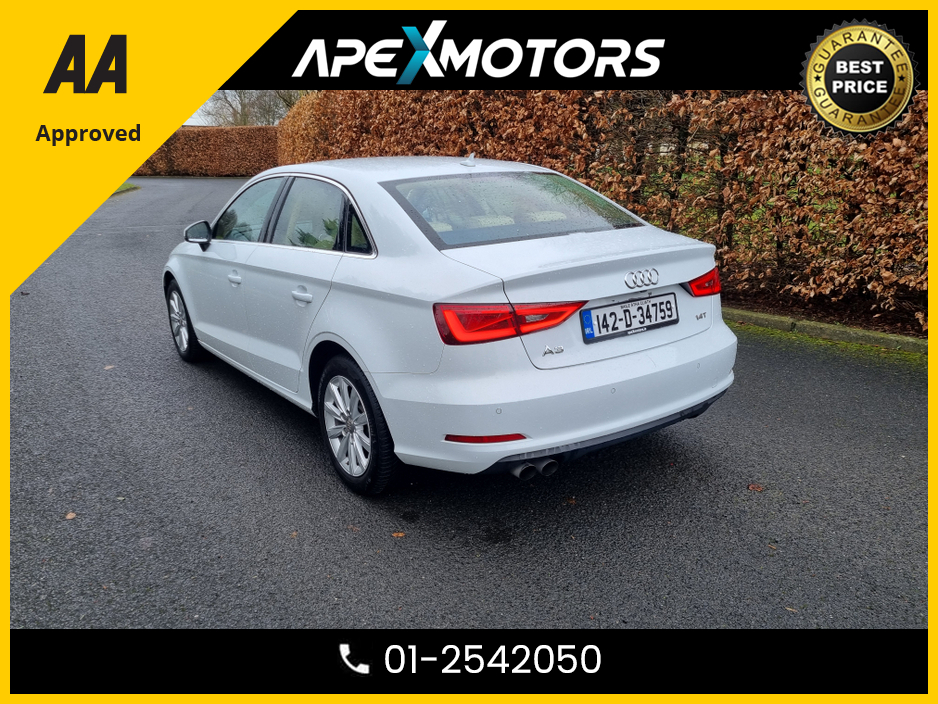 2014 Audi A3 Saloon FINANCE ARRANGED * TOP SPEC * CREAM LEATHER INTERIOR * NEW NCT JAN-27 * IMMACULATE * STAMPED SERVICE HISTORY * AA APPROVED * 101 SAFETY CHECKLIST * AUTOMATIC (DSG) *HEATED SEATS *COLOUR REVERSE CAMERA €13,249
