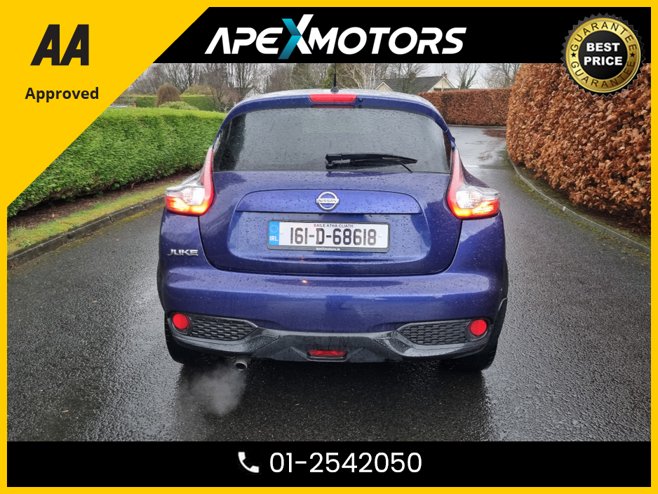 2016 Nissan Juke FINANCE ARRANGED * 1.2 DIG-T TEKNA 117BHP 5DR * TOP-SPEC 5DR SUV * LEATHER INTERIOR * AA APPROVED * 101 SAFETY CHECKLIST * IMMACULATE * HEATED SEATS * COLOUR REVERSE CAMERA * LOW LOW MILES *01-2542050 €9,949
