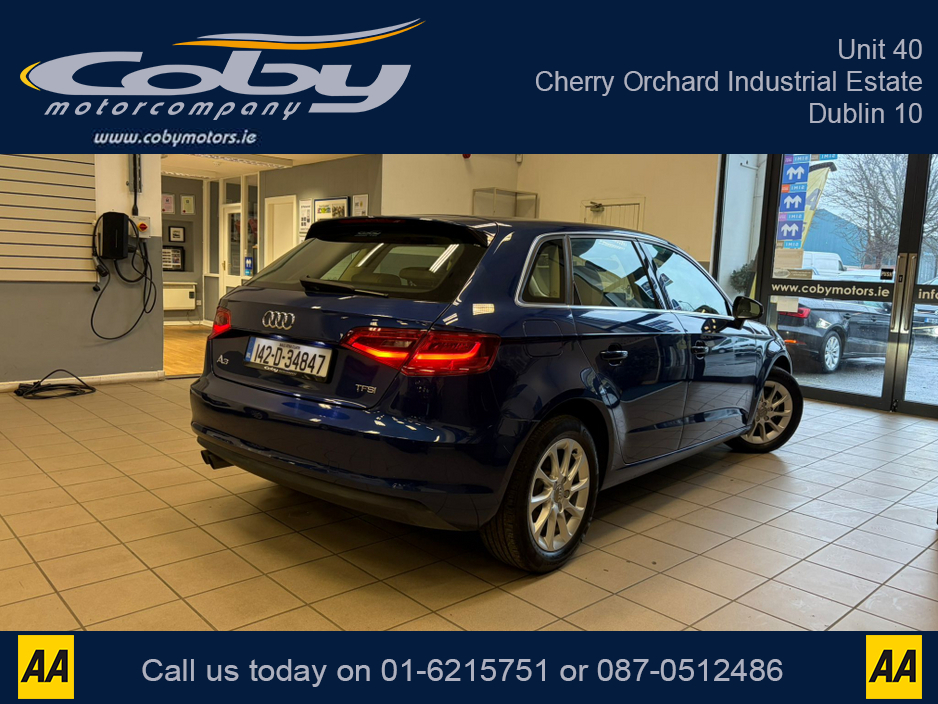 2014 Audi A3 1.4 Auto TFSI Hatchback. New NCT done before collection, Full Leather, Heated Seats, Panoramic Roof, Dual Climate Control, Reverse Camera, Parking Sensors, Full Electrics, Handsfree, and more. €12,950