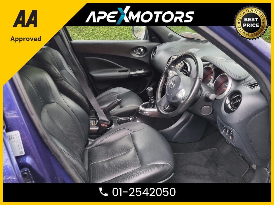 2016 Nissan Juke FINANCE ARRANGED * 1.2 DIG-T TEKNA 117BHP 5DR * TOP-SPEC 5DR SUV * LEATHER INTERIOR * AA APPROVED * 101 SAFETY CHECKLIST * IMMACULATE * HEATED SEATS * COLOUR REVERSE CAMERA * LOW LOW MILES *01-2542050 €9,949