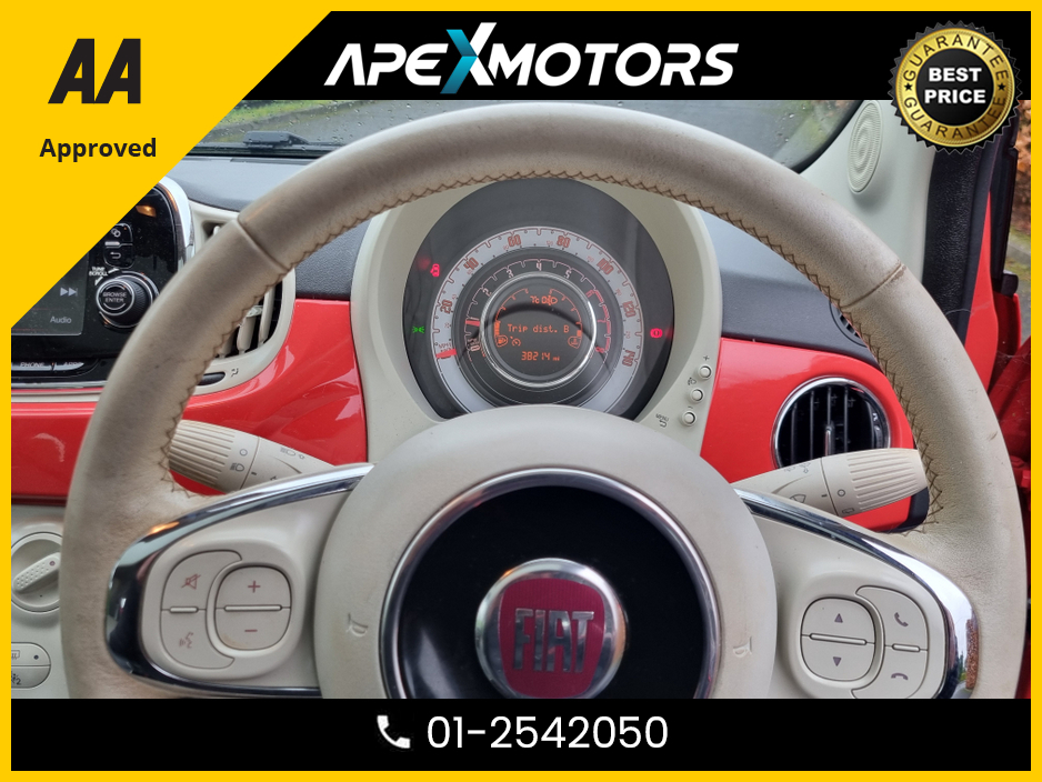 2017 Fiat 500 FINANCE ARRANGED * TOP-SPEC LOUNGE MODEL * PAN SUNROOF * NEW NCT FEB-28 * IMMACULATE * STAMPED SERVICE HISTORY * AA APPROVED * 101 SAFETY CHECKLIST * LOW LOW MILES * 2-KEYS * LOW TAX * 12-MONTH ROADSI €11,949