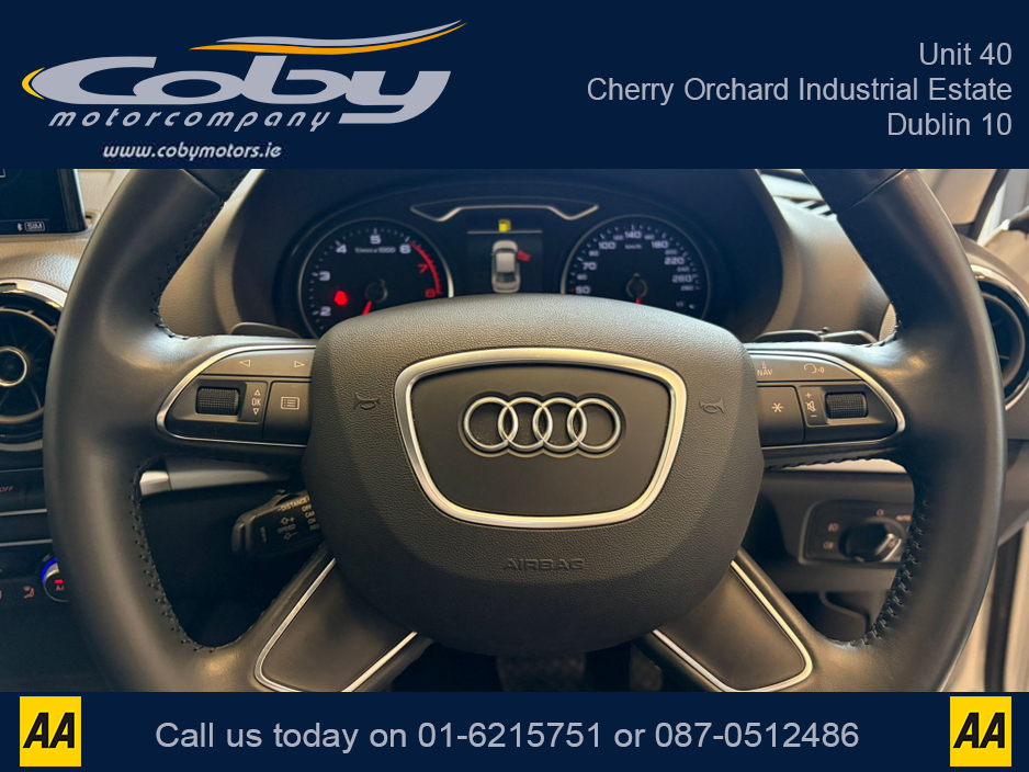 2015 Audi A3 1.4 Petrol Auto Saloon 4DR. New NCT done before collection, Reverse Camera, Dual Climate Control, MFSW, Cruise Control, Sat Nav, Handsfree, Parking Sensors, Paddle Shift and more. €13,750
