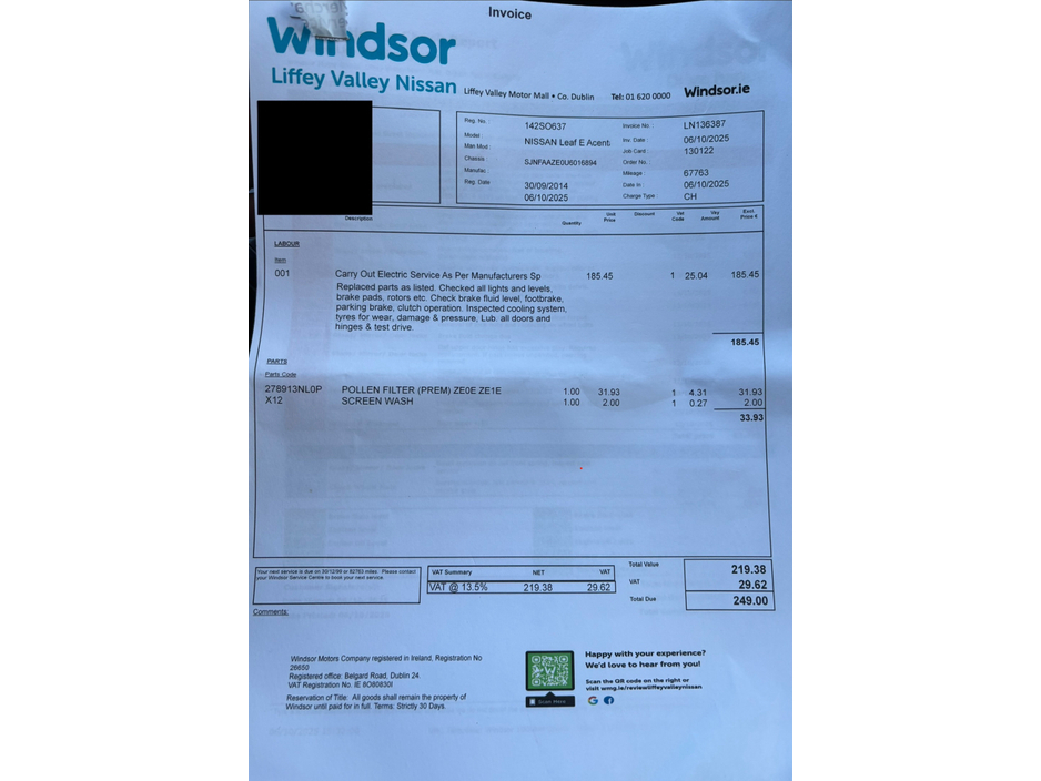 2014 Nissan Leaf E ACENTA 5DR AUTO €4,250