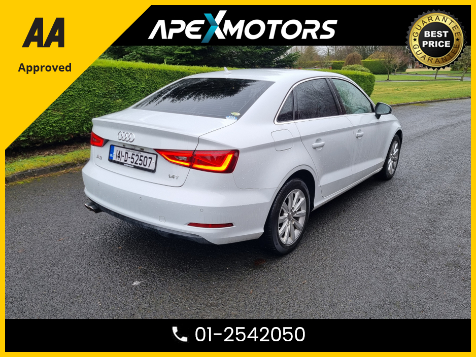 2014 Audi A3 Saloon FINANCE ARRANGED * NEW NCT JAN-27 * IMMACULATE * STAMPED SERVICE HISTORY * AA APPROVED * 101 SAFETY CHECKLIST * AUTOMATIC (DSG) * HEATED SEATS * COLOUR REVERSE CAMERA * LOW KMs * ADAPTIVE CRUISE * CRU €12,449