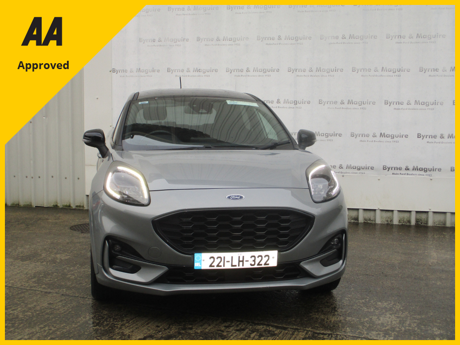 2022 Ford Puma ST-LINE  5DR 1.0T 125 MHEV.  SOLAR SILVER WITH BLACK ROOF  , ONE  CAREFUL OWNER, FULL FORD SERVICE HISTORY AND IN SHOWROOM CONDITION !!12 MONTHS AA AND 12 MONTHS WARRANTY.  CALL BRENDAN ON 0872051161 €23,500