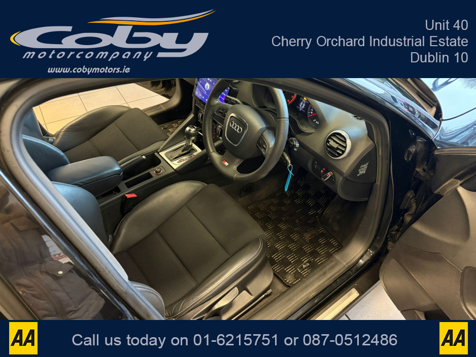 2013 Audi A3 1.4 S-line 5DR AUTO. New NCT Done Before Collection, Half Leather, Alloy Wheels, 2Keys, MFSW, Revers Camera, Parking Sensors, Dual Climate Control, Cruise Control, BT, Full Electrics, & more. €10,950