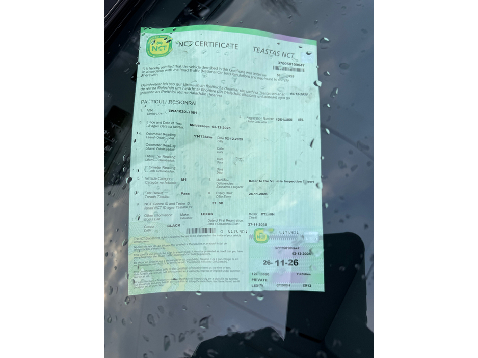 2012 Lexus CT 200 h DAA-ZWA10 5DR AUTO €11,950