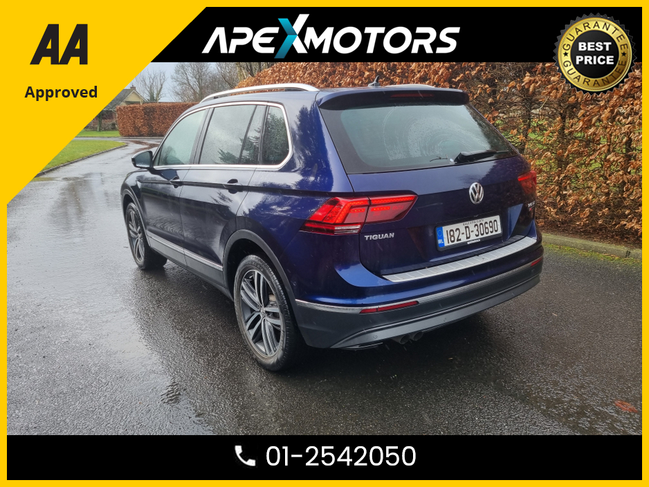 2018 Volkswagen Tiguan FINANCE ARRANGED * HIGH-LINE with LEATHER (TOP-SPEC) * 4X4 4-Motion * 2.0 AUTO DIESEL * AUTOMATIC * NEW NCT JUL-27 * LOW TAX *AA APPROVED  * 101 SAFETY CHECKLIST *12-MONTH ROADSIDE ASSIST  *01-2542050 €29,449