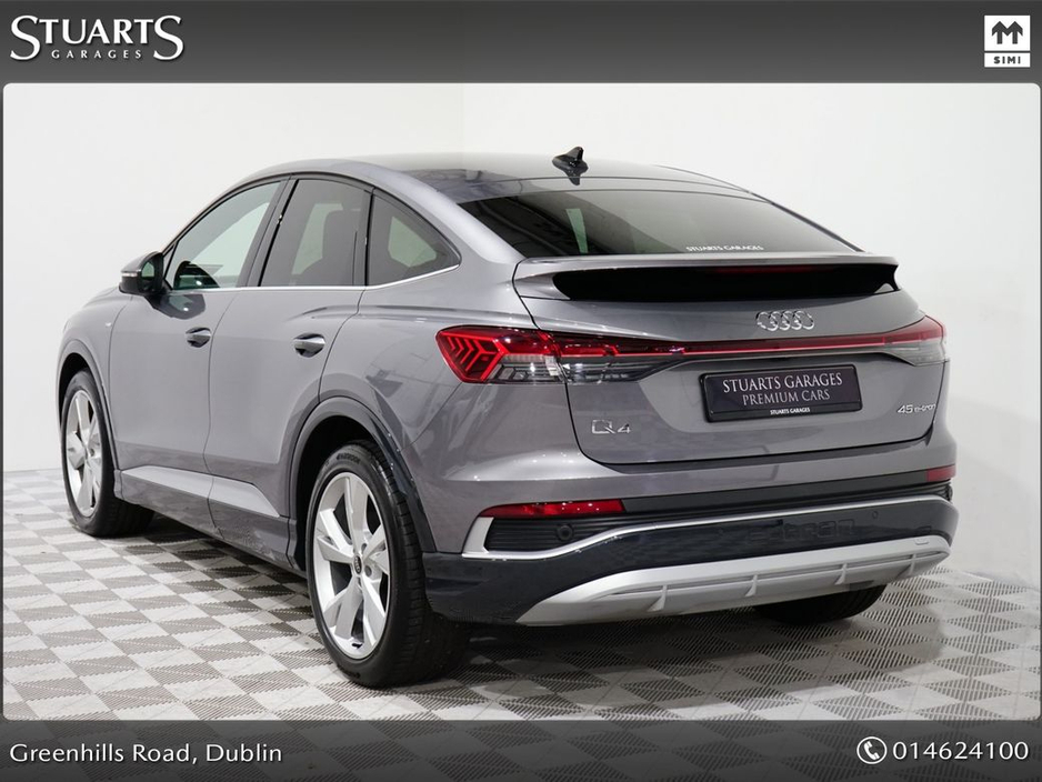 2025 Audi Q4 e-tron S/LINE SPORTBACK 45 – BIGGER BATTERY* Q4 E-TRON SLINE SUV: TYPHOON GREY METALLIC WITH FULL BLACK LEATHER, 20” ALLOYS, HEATED SEATS, REVERSING CAMERA €49,945