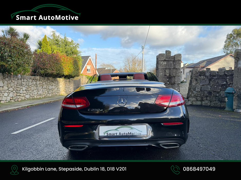 2017 Mercedes-Benz C Class C250d  AMG Premium Plus Convertible Automatic * AMG Styling  Pack with Red Fabric Roof * Bengal Red Leather Interior * Fully Serviced and Valeted * NCT to 02.2028 * 12 Month Premier Warranty * with €23,950