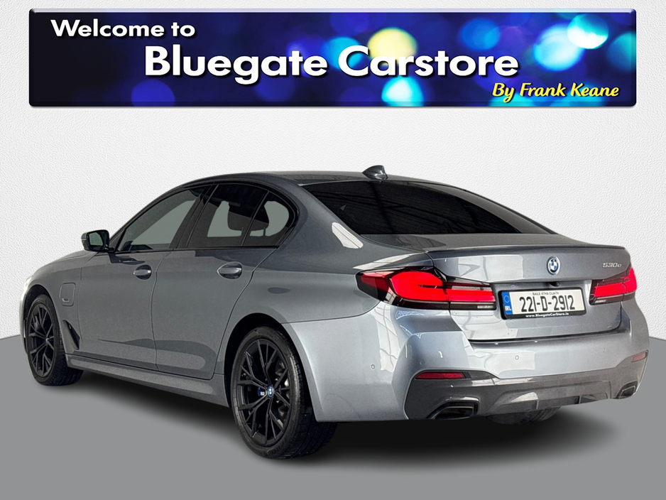 2022 BMW 5 Series 530E HYBRID M SPORT NEW NCT**19"MATTE BLACK ALLOYS**PANORAMIC SUNROOF**FRONT HEATED ELECTRIC SEATS**AMBIENT LIGHTING**APPLE CARPLAY**REVERSE CAMERA**PARKING SENSORS**DRIVE MODES**FINANCE AVAILABLE** €37,995