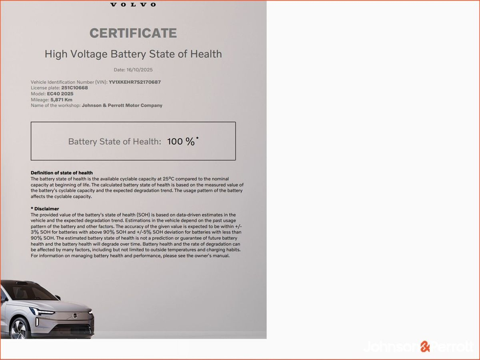 2025 Volvo EC40 82 kwh 252bhp Extended Range Plus (Adaptive Cruise / Glass Roof / BLIS) €46,900