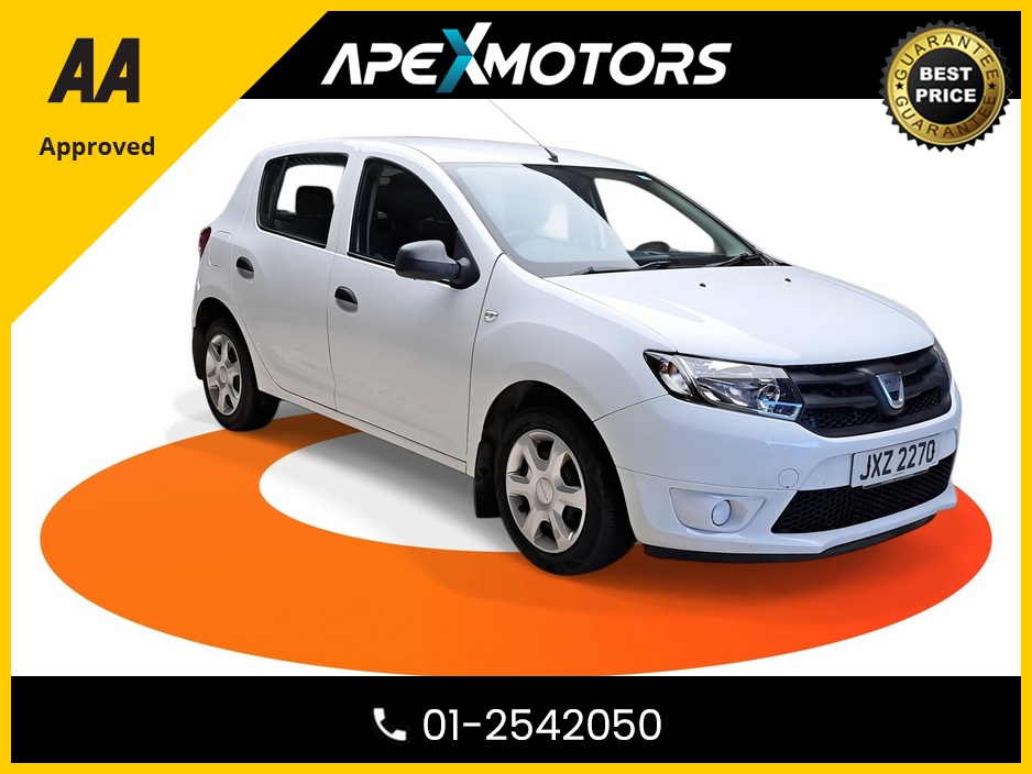 2016 Dacia Sandero FINANCE ARRANGED * 1.2 AMBIANCE MODEL * NEW NCT JAN-27 * LOW TAX * RELIABLE CAR  * IMMACULATE * AA APPROVED * 101 SAFETY CHECKLIST * 12-MONTH ROADSIDE ASSIST * ONE VERY CAREFUL OWNER FROM NEW €6,449
