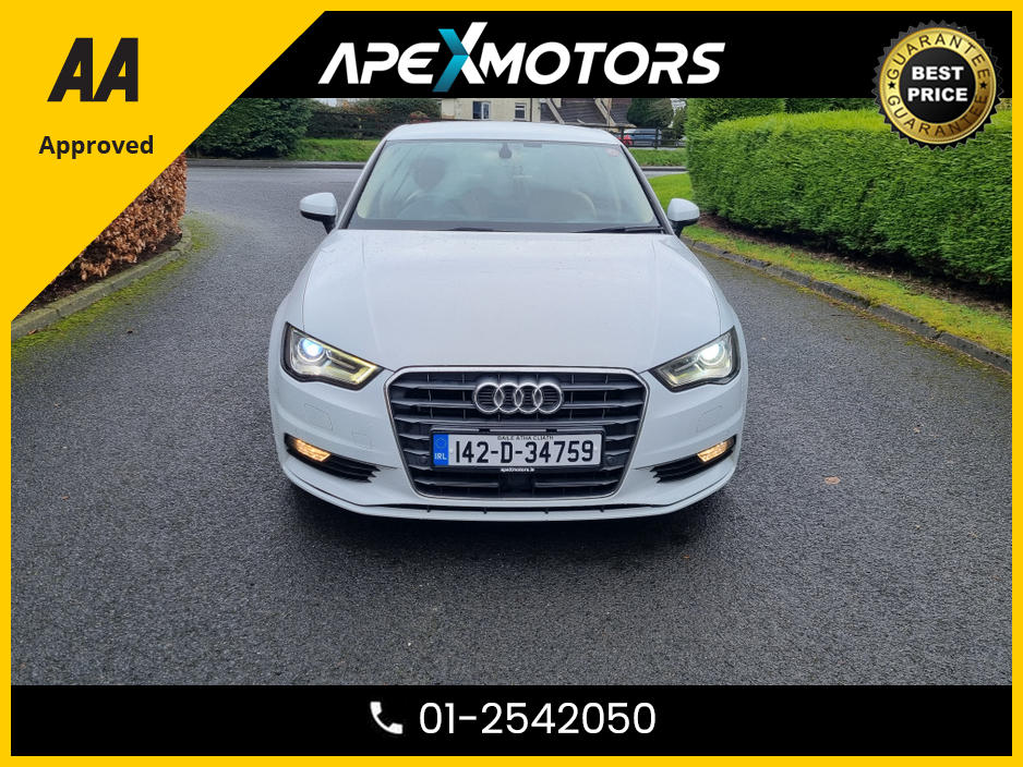 2014 Audi A3 Saloon FINANCE ARRANGED * TOP SPEC * CREAM LEATHER INTERIOR * NEW NCT JAN-27 * IMMACULATE * STAMPED SERVICE HISTORY * AA APPROVED * 101 SAFETY CHECKLIST * AUTOMATIC (DSG) *HEATED SEATS *COLOUR REVERSE CAMERA €13,249