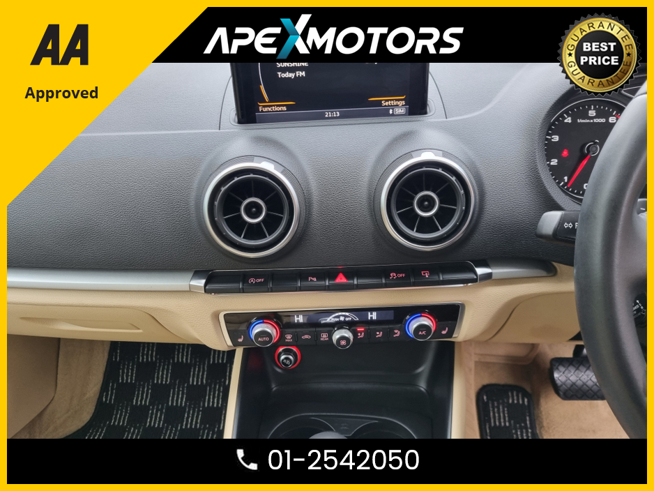 2014 Audi A3 Saloon FINANCE ARRANGED * TOP SPEC * CREAM LEATHER INTERIOR * NEW NCT JAN-27 * IMMACULATE * STAMPED SERVICE HISTORY * AA APPROVED * 101 SAFETY CHECKLIST * AUTOMATIC (DSG) *HEATED SEATS *COLOUR REVERSE CAMERA €13,249