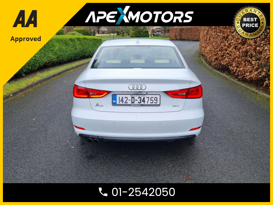 2014 Audi A3 Saloon FINANCE ARRANGED * TOP SPEC * CREAM LEATHER INTERIOR * NEW NCT JAN-27 * IMMACULATE * STAMPED SERVICE HISTORY * AA APPROVED * 101 SAFETY CHECKLIST * AUTOMATIC (DSG) *HEATED SEATS *COLOUR REVERSE CAMERA €13,249