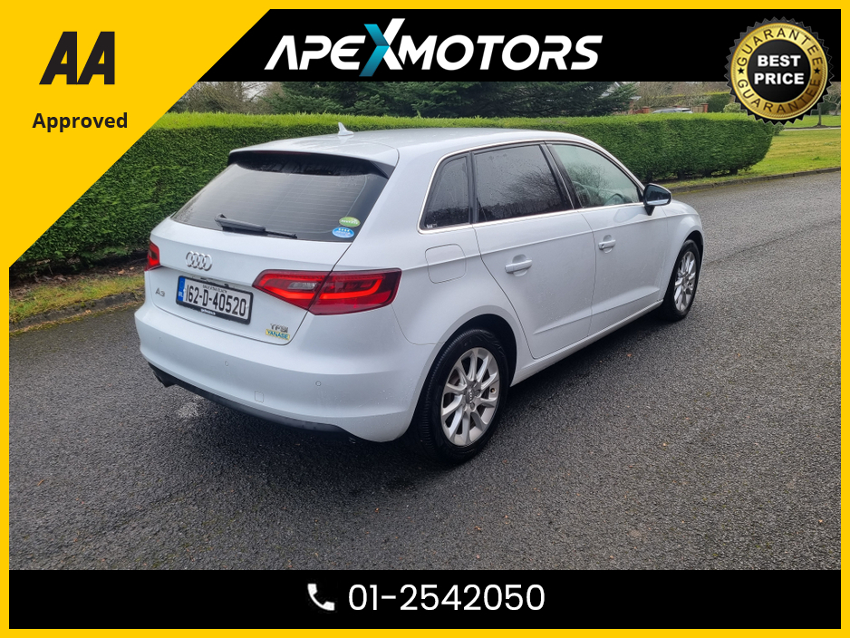 2016 Audi A3 FINANCE ARRANGED * NEW NCT JAN-28 * IMMACULATE * AA APPROVED * 101 SAFETY CHECKLIST * AUTOMATIC * COLOUR REVERSE CAMERA * TOP-SPEC 5DR HATCH * LOW LOW KMs * ADAPTIVE CRUISE * CRUISE CONTROL and SPEED €16,449