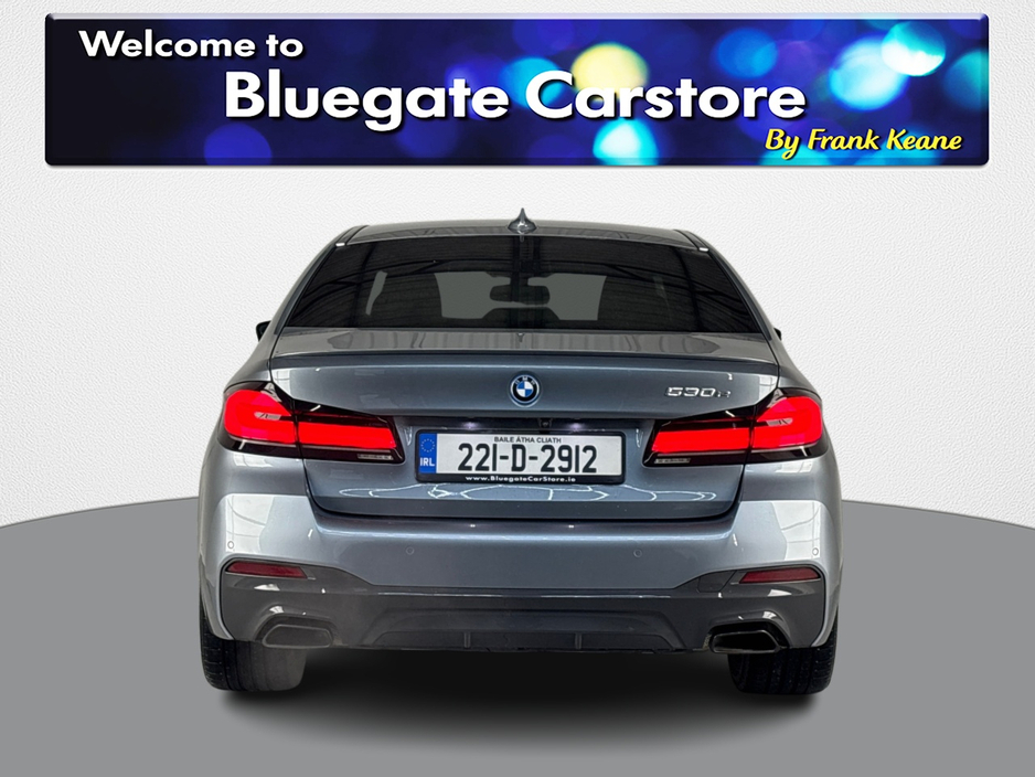 2022 BMW 5 Series 530E HYBRID M SPORT NEW NCT**19"MATTE BLACK ALLOYS**PANORAMIC SUNROOF**FRONT HEATED ELECTRIC SEATS**AMBIENT LIGHTING**APPLE CARPLAY**REVERSE CAMERA**PARKING SENSORS**DRIVE MODES**FINANCE AVAILABLE** €37,995